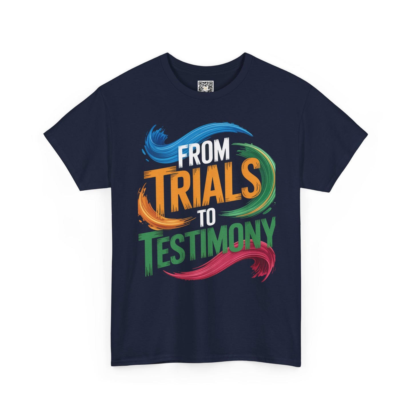 From Trials to Testimony” Christian T-Shirt – Faith Apparel for Overcomers | Inspirational Scripture Tee for Men & Women