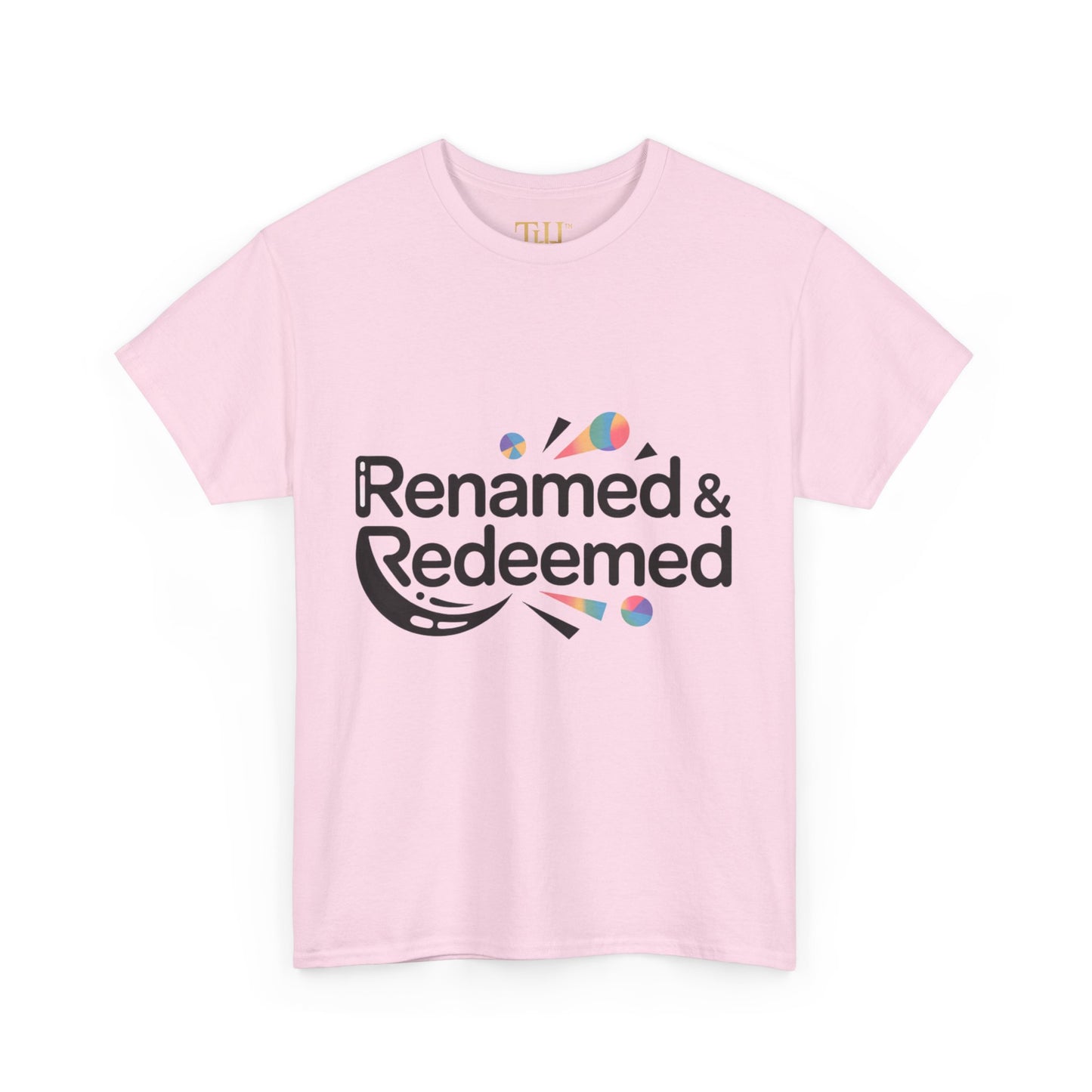 Unisex Heavy Cotton "Renamed & Redeemed" logo T-shirt, Casual Wear, Inspirational T-Shirt, Everyday Gift, Positive Message Tee