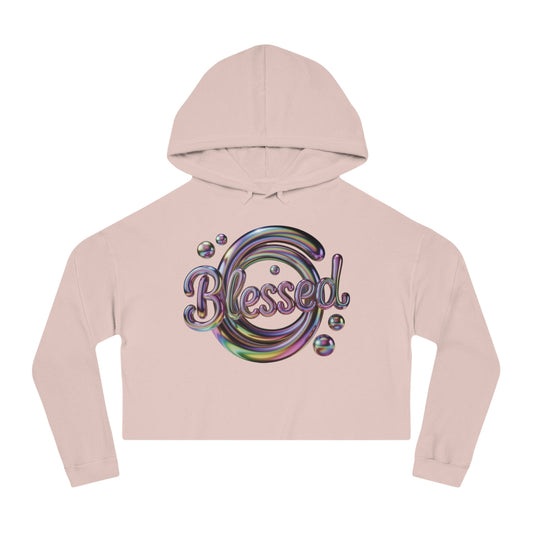 Cropped Hooded Sweatshirt - "Blessed" logo Design, Trendy Women's Apparel
