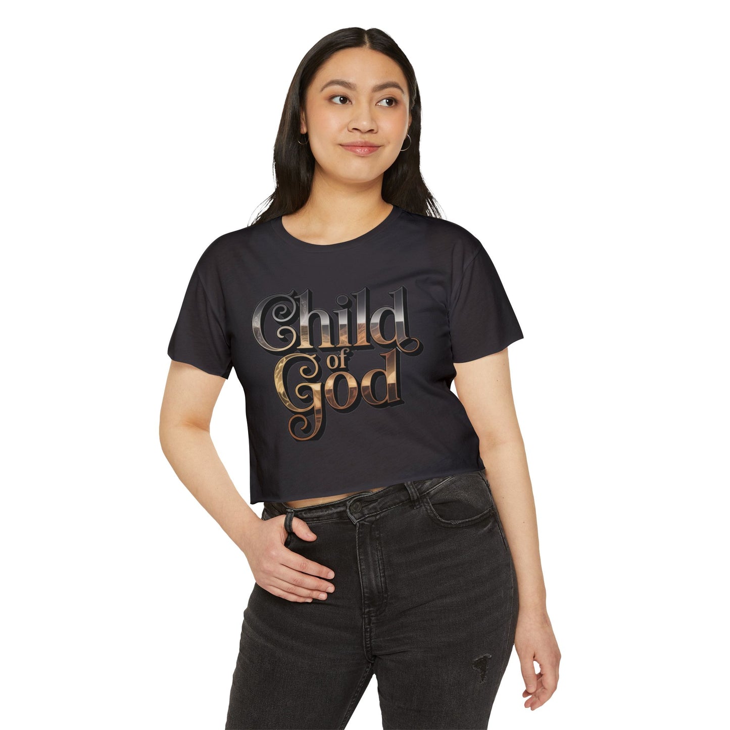 Stylish Women's Festival Crop Top - "Child of God" logo Typography, Shirt