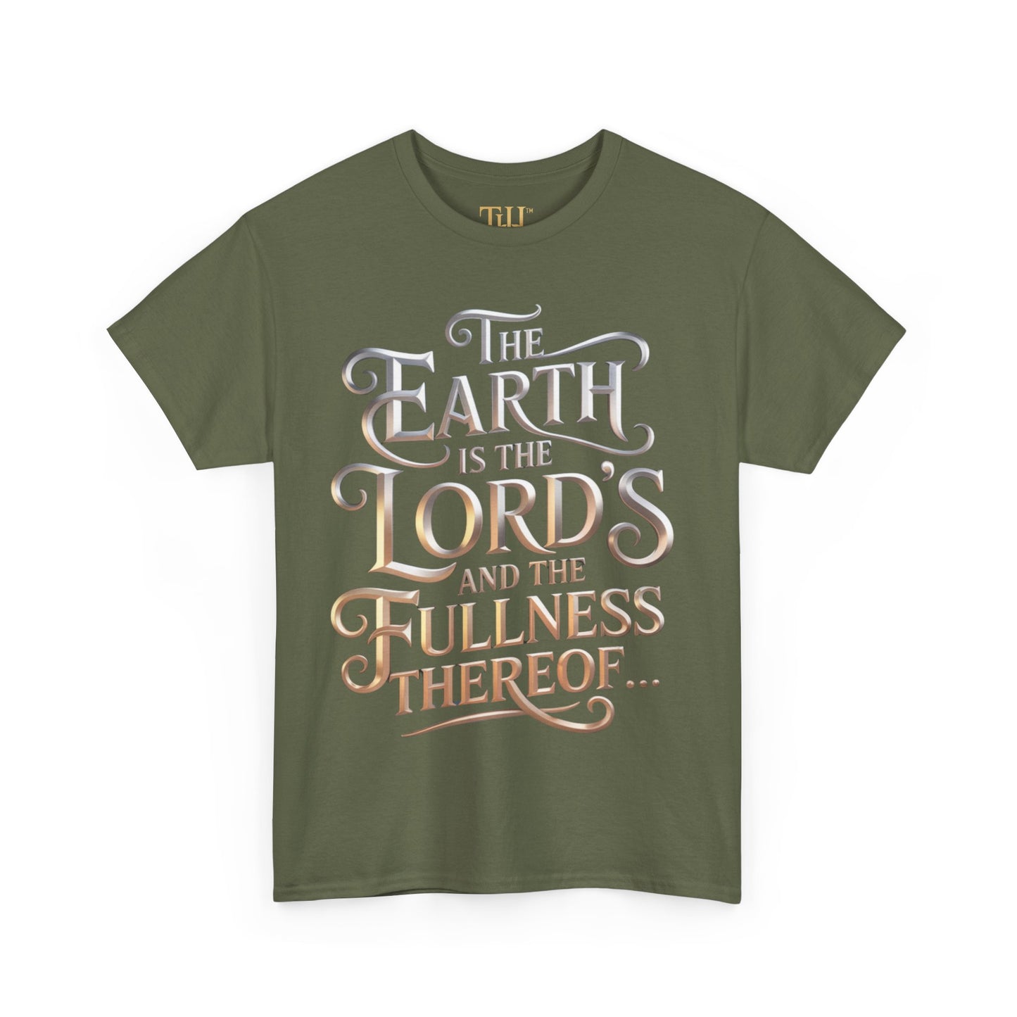 Unisex Heavy Cotton Tee | Earth is the Lord's logo Design, Inspirational Christian T-Shirt, Casual Wear, Gift for Believers, Everyday Faith