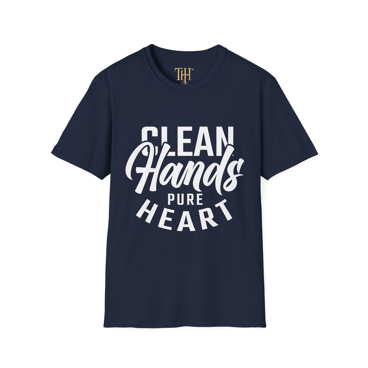 Unisex Softstyle Clean Hands, Pure Heart logo T-Shirt