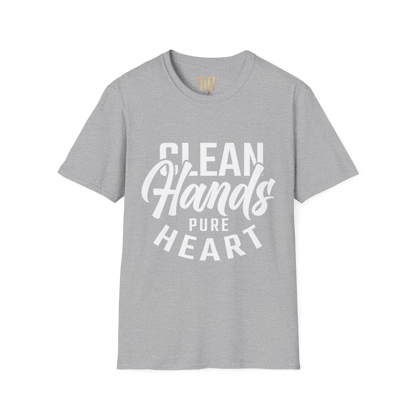 Unisex Softstyle Clean Hands, Pure Heart logo T-Shirt