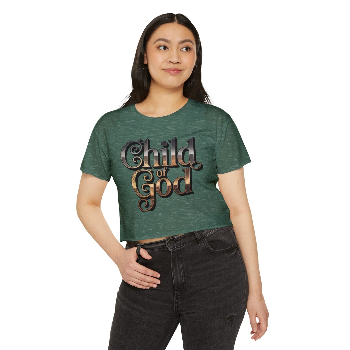 Stylish Women's Festival Crop Top - "Child of God" logo Typography, Shirt