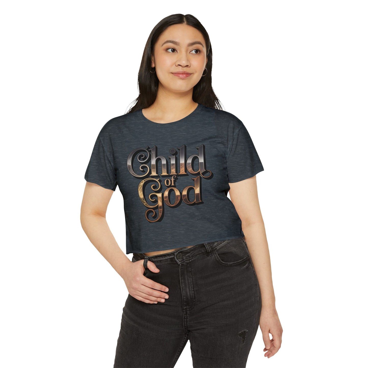 Stylish Women's Festival Crop Top - "Child of God" logo Typography, Shirt