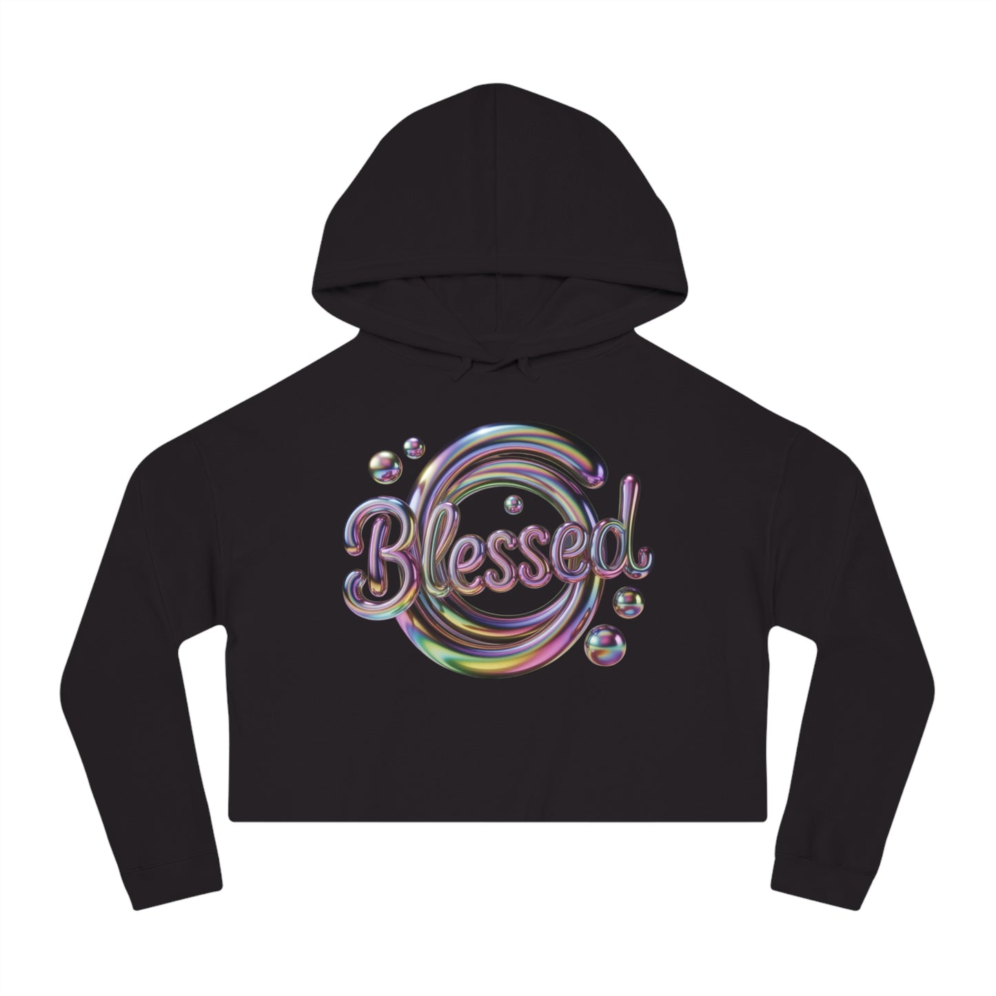 Cropped Hooded Sweatshirt - "Blessed" logo Design, Trendy Women's Apparel