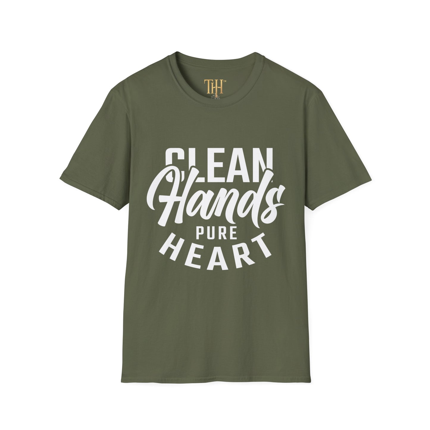 Unisex Softstyle Clean Hands, Pure Heart logo T-Shirt