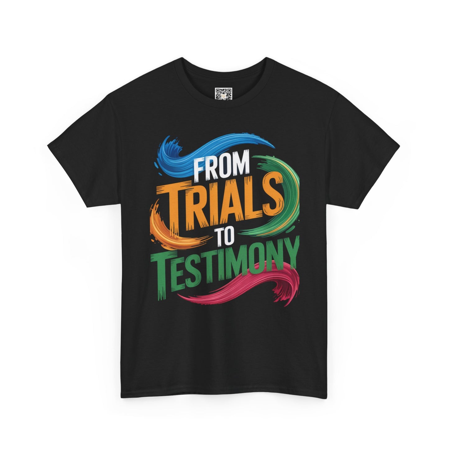 From Trials to Testimony” Christian T-Shirt – Faith Apparel for Overcomers | Inspirational Scripture Tee for Men & Women