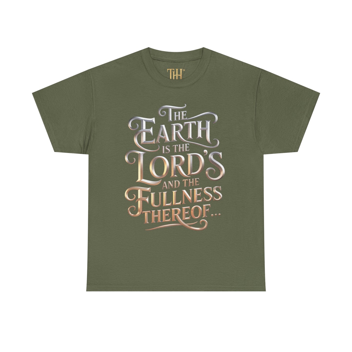 Unisex Heavy Cotton Tee | Earth is the Lord's logo Design, Inspirational Christian T-Shirt, Casual Wear, Gift for Believers, Everyday Faith