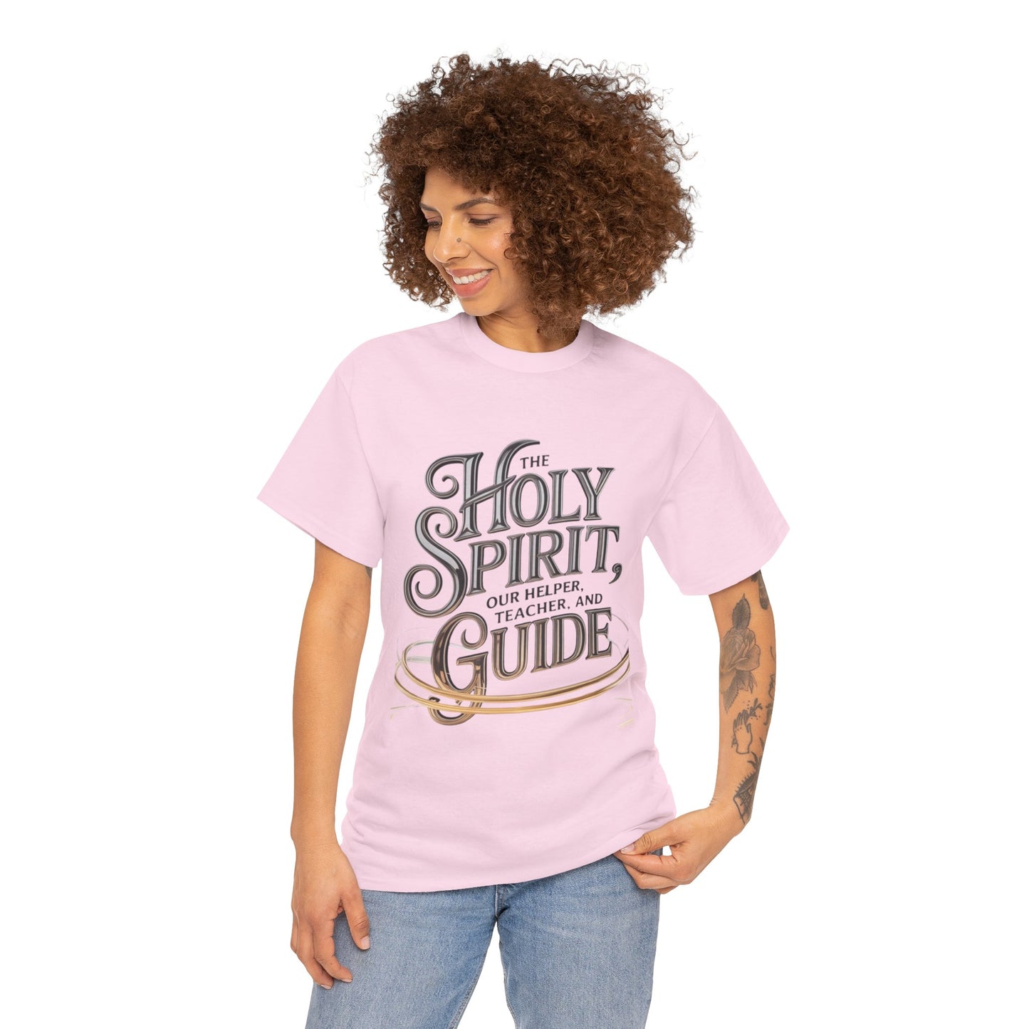 Unisex Heavy Cotton Tee | The Holy Spirit Is Our Helper, Teacher, and Guide logo Design, Inspirational Christian T-Shirt, Casual Wear, Gift for Believers, Everyday Faith
