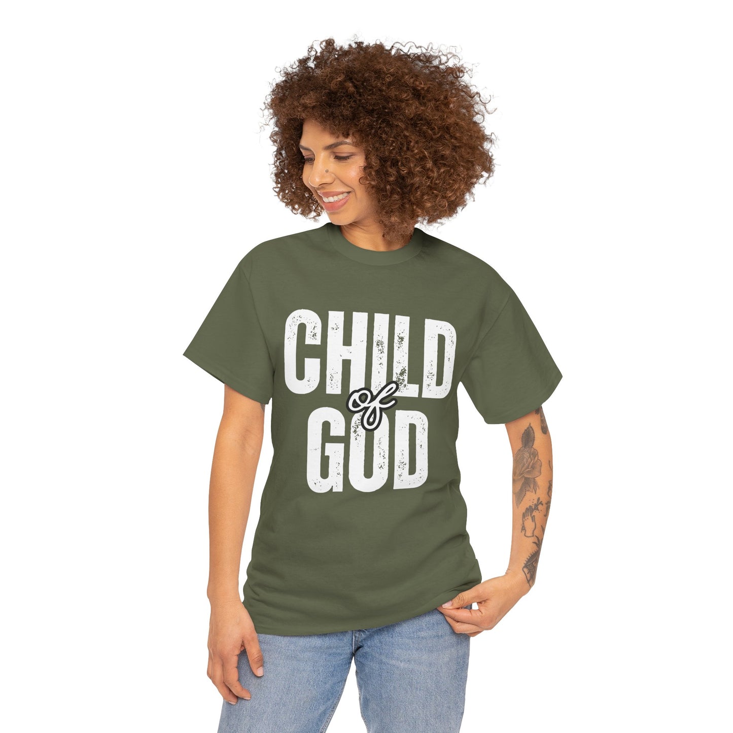 Unisex Heavy Cotton T-Shirt with “CHILD of GOD” Print – Christian Faith Statement Tee by The Hustle Is Holy™