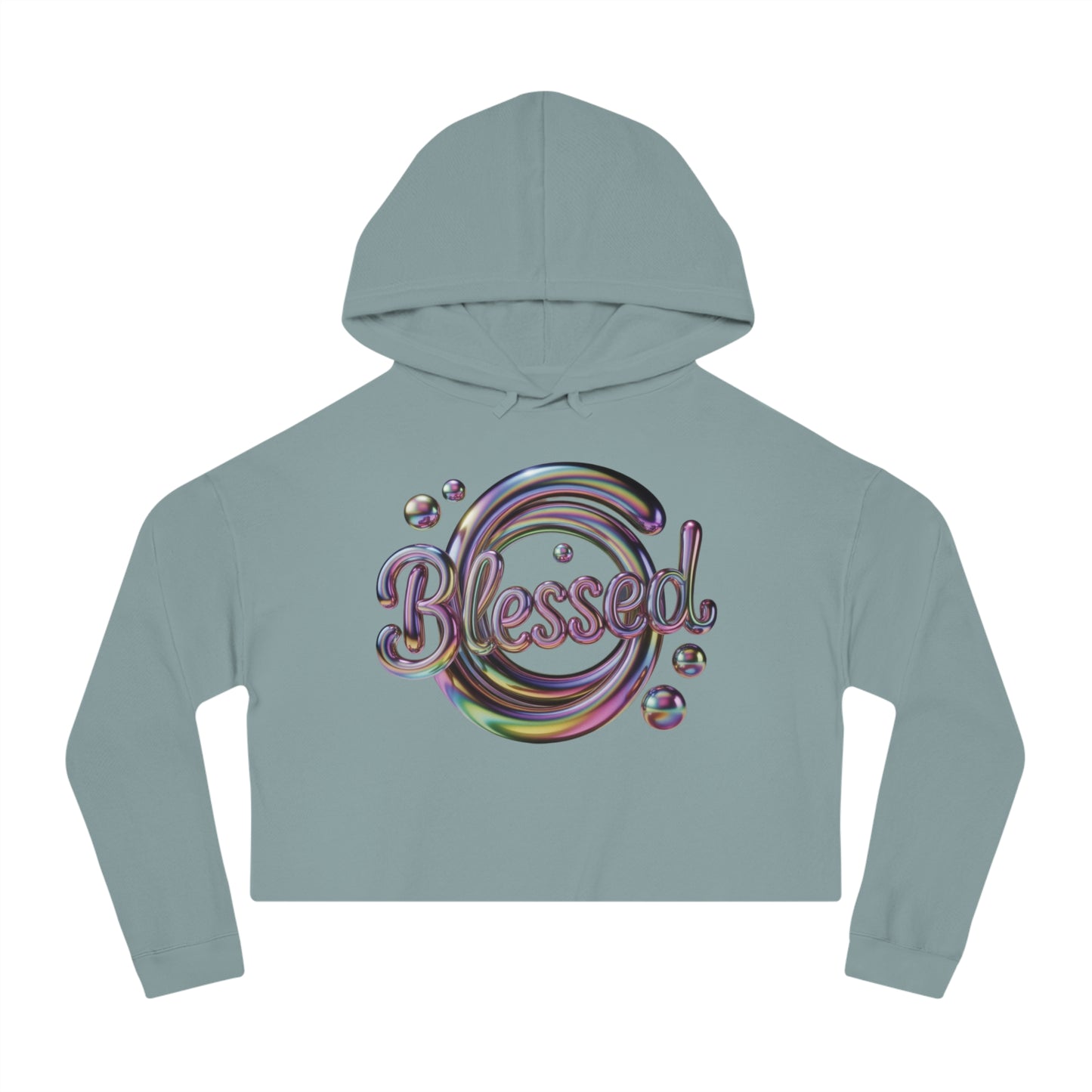 Cropped Hooded Sweatshirt - "Blessed" logo Design, Trendy Women's Apparel